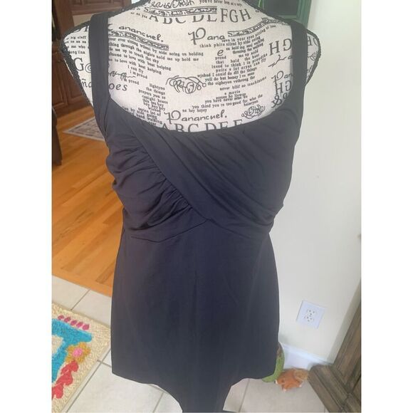 Lands End Tankini Top Dress Crossover Black - Picture 5 of 9